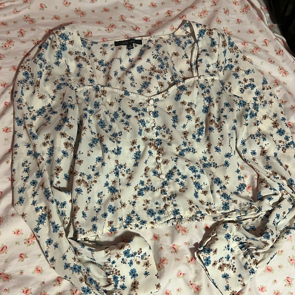 long sleeve flowered dress shirt